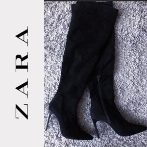 Over the knee suede boots